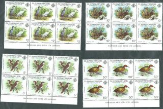 Seychelles - 1988 Zil Elwannyen Sesel Set Of Four Imprint Blocks Of 6 Mnh Birds