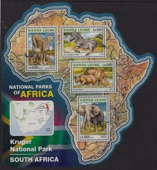 T211) Sierra Leone.  2016.  Mnh.  African National Parks.  Kruger.  Sheetlet.