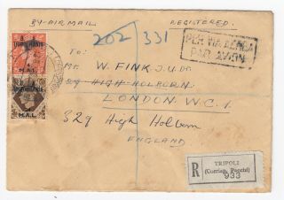 1950 British Administration Tripolitania Registered Cover Airmail To London
