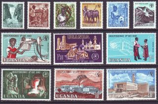 Uganda 1961 Sc 83 - 94 Mnh Set Independence