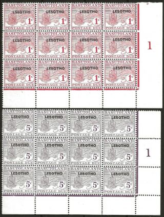 Lesotho 1966 Postage Dues With " Lseotho " Error In U/mint Marginal Plate Blocks