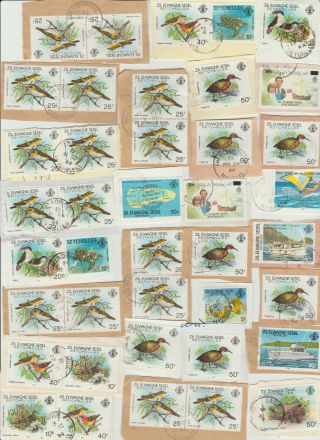 Seychelles Zil Elwagne Sesel 125 Rural Postmarks Birds Ships Fish Flowers Turtle