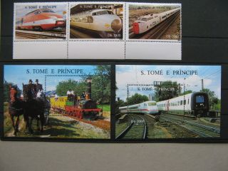 Soa Tome & Principe,  Set,  2x S/s Mnh 1996,  Train Railway