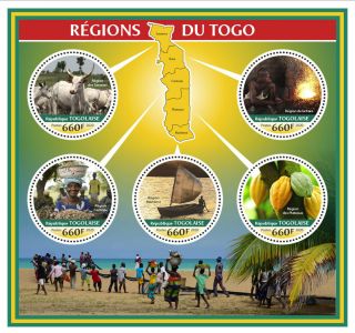 Togo Cultures & Traditions Stamps 2020 Mnh Regions Boats Fruits Cows 5v M/s