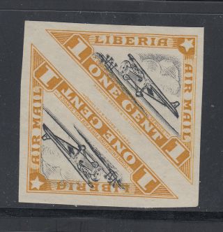 Liberia C3a Ng Nh Trial Color Proof Pair In Ocher Airplane Triangle