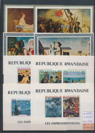 Xc36840 Rwanda 1980 Paintings Art Sheets Xxl Mnh Cv 22 Eur