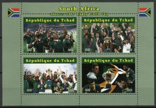 Chad Sports Stamps 2019 Mnh Rugby World Cup Winners South Africa 4v M/s