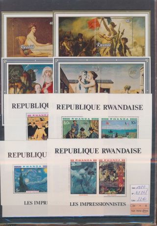 Xc35178 Rwanda 1980 Paintings Art Sheets Xxl Mnh Cv 22 Eur