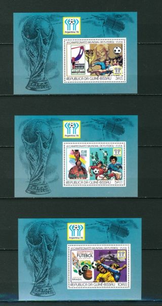Guinea Bissau 1978 Football World Cup Full Set Of Mini Sheets.  Mnh.  Sg 547 - 552