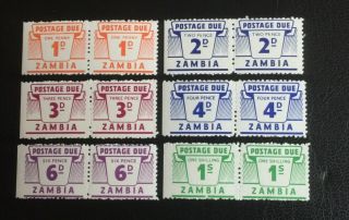 Zambia Early Postage Dues Set In Pair Fresh Mm