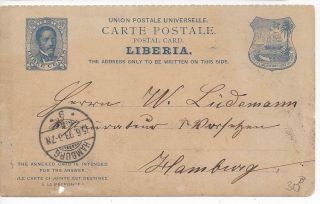 1893 Liberia Postal Card Cover Monrovia To Hamburg Germany - Scarce Item