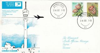 South Africa 1980 Johannesburg - Taipei Sal - Saa First Flight Cover Vgc
