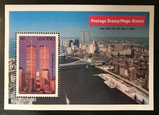 Lesotho World Trade Center Souvenir Sheet 1992 Mnh Postage Stamp Mega Event Ny