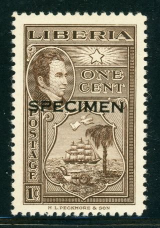 Liberia Mnh Specimen/proof Selections: Scott 332 1c Brown Unissued Color $$$