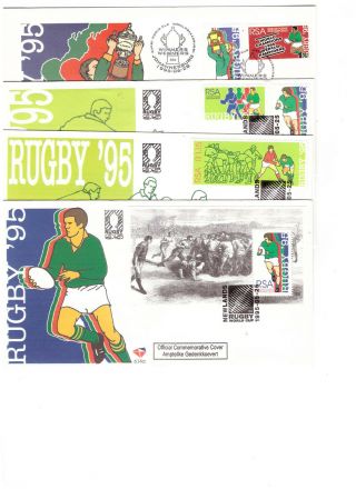 South Africa Rsa Fdc 1995 Rugby World Cup X 4 Covers