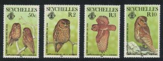 Seychelles Bare - Legged Scops Owl Birds Audubon 4v Mnh