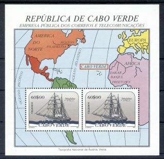 Cape Verde 1987 M/sheet (1x2 Stamps) Mnh Sailing Ships - Mi.  No Bl11