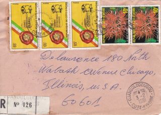 Bd804) Ivory Coast 1981 Registered Cover To Usa