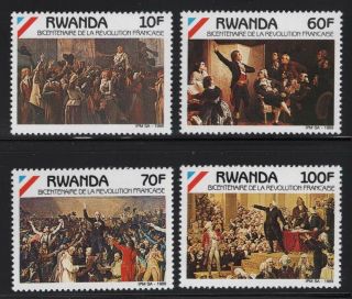 Rwanda 1990 French Revolution Set Sc 1342 - 45 Nh