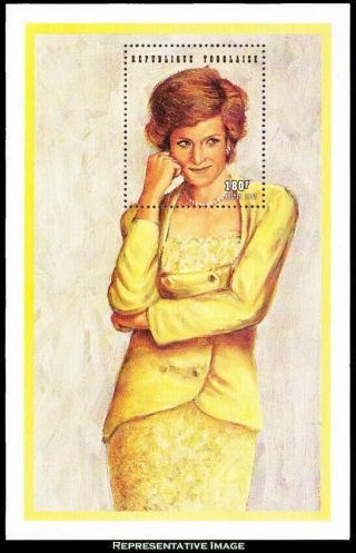 Togo Scott 1799a 180f Princess Diana In Designer Gown Souvenir Sheet.