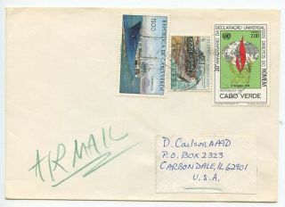 Cape Verde 1980 Airmail Cover To Carbondale Il,  Scott 364,  391,  394