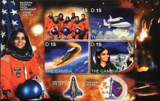 Kalpana Chawla: Nasa Sts - 107 Space Shuttle Columbia Astronaut Stamp Sheet (2003)