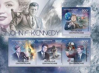 Jfk John F.  Kennedy & Nasa Apollo Xi Moon Landing Space Stamp Sheet (2012 Caf)