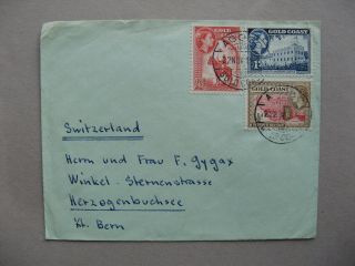 Gold Coast,  Cover To Switzerland 1954,  Stamps Ao Map