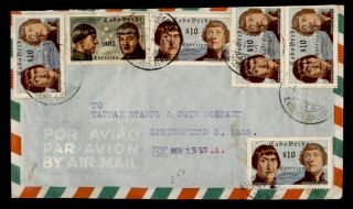 Dr Who 1957 Cape Verde Airmail To Usa Pair F36712