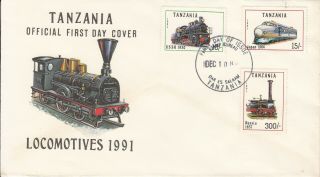 1991 Tanzania Trains Locomotives Complete Set Of 2 First Day Covers