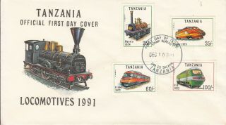 1991 Tanzania Trains Locomotives complete set of 2 First Day Covers 2