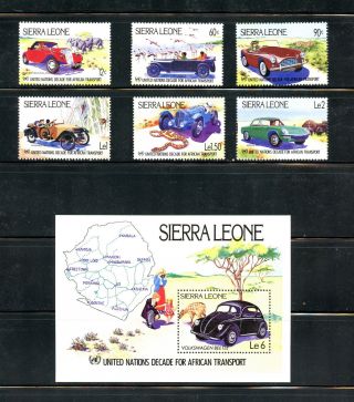 H469 Sierra Leone 1984 Autos Transport Maps Mnh