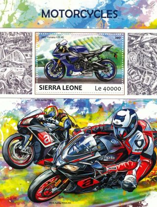 Yamaha Yzf - R1 Aprilia Rsv4 Motorcycle Motorbike Stamp Sheet (2017 Sierra Leone)
