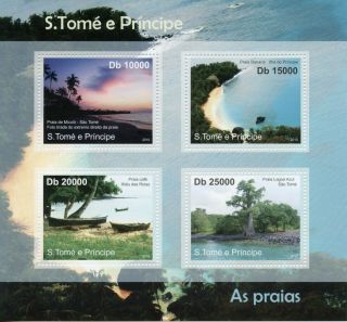 Sao Tome & Principe Landscapes Stamps 2010 Mnh Beaches Tourism Trees 4v M/s