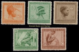 Ebs Belgian Congo 1923 - Native Crafts And Hairstyles - Be - Cd 66 - 70 Mnh