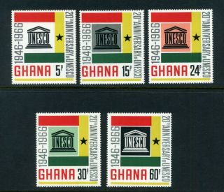 Ghana 1966 Unesco Set Of 5 Sg 435 - 439 Mnh / Umm (s - 10)