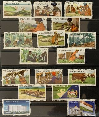Transkei (rsa) 1976 - 1st Definitive Issue - Complete Set Of 17 M.  N.  H