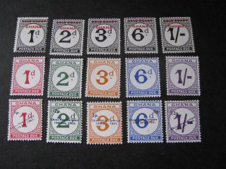 Ghana Stamps 3 Postage Due Sets Scott J1 - J5,  J6 - J10,  J11 - J15 Lot 2