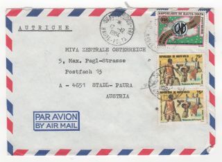 1984 Upper Volta Air Mail Cover Ouagadougou To Stadl - Paura Austria Fishing Pair