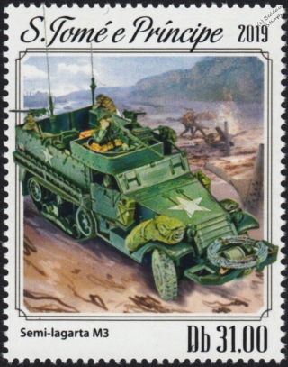 Wwii D - Day Landings Us Army M3 Half - Track Armored Personnel Carrier Stamp (2019)