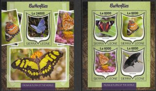 Sierra Leone - 2016 Mnh " Nature - Butterflies " Two Souvenir Sheets