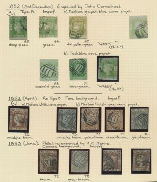 Nsw Stamps 1851 - 1853 Qv 3d,  6d Laureates Sg 69 To 78 Inc 71a 72 Vandyke Brn