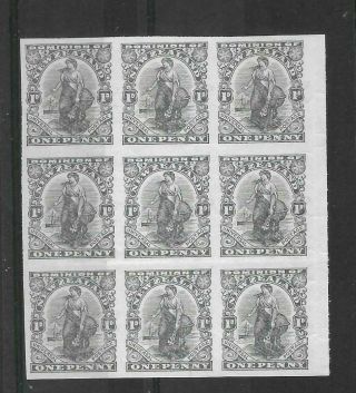Zealand,  1d 1909 Issue,  Mng Proof Block 9.  Scarce