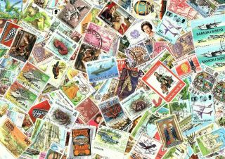 Pacific Islands Off Paper Kiloware/stamp Mixture.  Hundreds From Fiji,  Tonga,  Cook