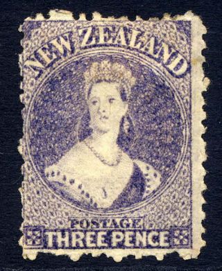 Zealand 1864 - 71 Chalon 3d Lilac Mounted.  Stanley Gibbons Number 117.
