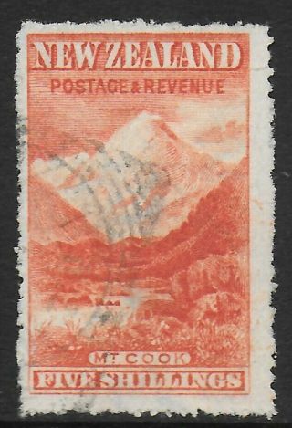 Zealand 1902 5s Vermilion P.  14 Watermarked,  Fu Squared Cds.  Sg 317b.