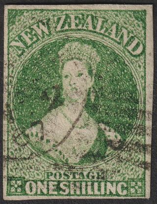 Zealand 1862 Qv Chalon 1sh Green Imperf Sg44 Cat £325