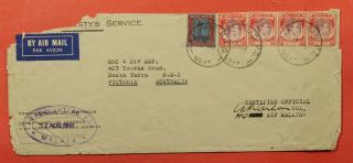 Dr Who 1941 Malaya Aif Fpo 17 Ohms Airmail To Australia 178454