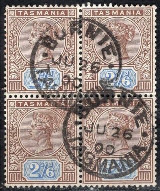 Tasmania Australia 1892/9 Stamp Sc 82 Block Of Four Cancel Burnie Look
