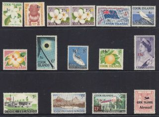 Cook Islands: 1967 Decimal Currency Surcharges Set Of 15 Sg 205/18 (£65, ),  Muh.